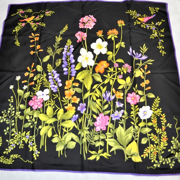 Talbots Accessories - Floral Garden & Birds Silk Scarf - Large